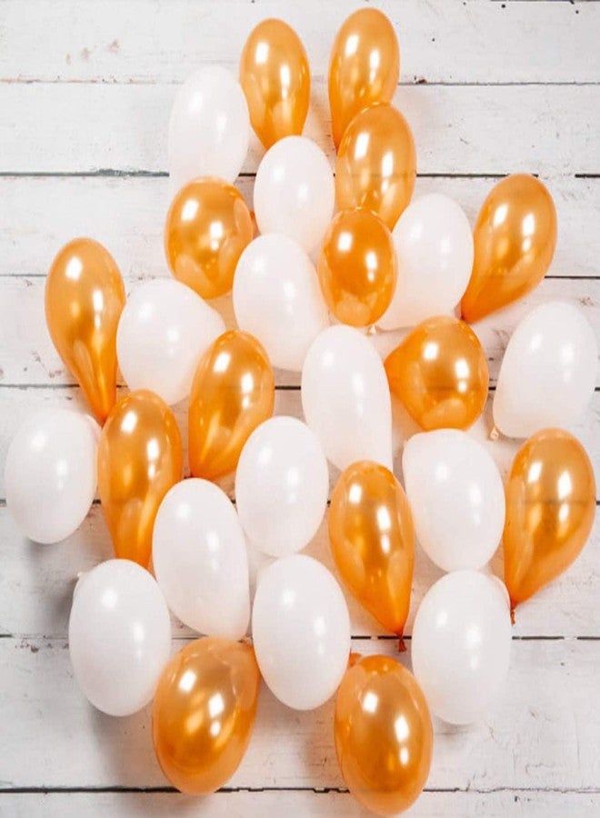AMFIN® (Pack of 50) 10 inch Metallic Balloons Orange and White for Birthday Decoration, Decoration for Weddings, Engagement, Baby Shower, Anniversary Party, Theme - Orange & White - Image 1